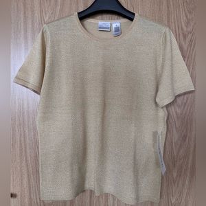 Villager By Liz Claiborne Gold Metallic Dressy Career Blouse Women’s M